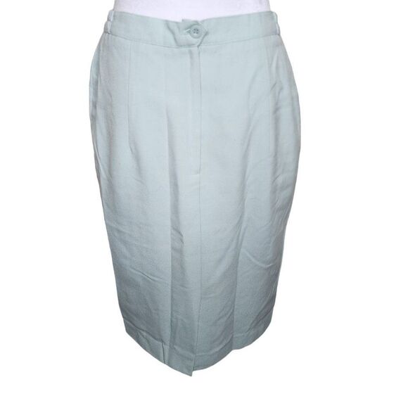 Vintage 80s Pencil Skirt Womens Size 8 Mint Green Embroidered Waist - Picture 5 of 9